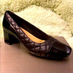 New Clark’s Patent Leather and Quilted Block Heels